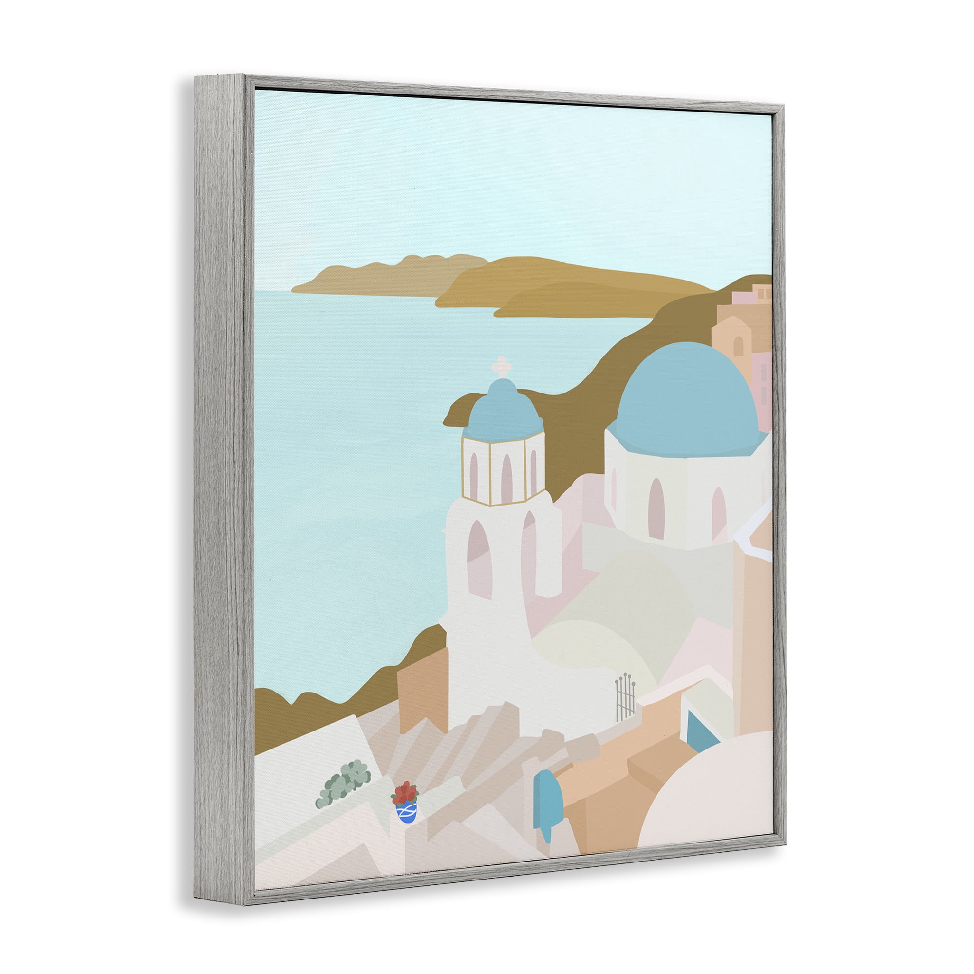 Stupell Industries Coastal Santorini Vibes Gray Framed Giclee Art, design by Anna Quach