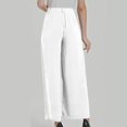thumbnail image 5 of USNSM Wide Leg Pants for Women Trendy Solid Color Palazzo Trousers Fashion Elastic Waist Pant Loose Comfy Sweatpants White XL, 5 of 6