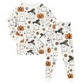 thumbnail image 4 of Kogui Halloween Pjs Kids 2-Piece Cute Ghost Pumpkin Print Soft Sleepwear Set Long Sleeve Kids Pjs 7T 8T (Light Gray,7-8 Years), 4 of 7