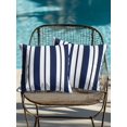 thumbnail image 3 of Outdoor Pillows Waterproof, Navy Blue Striped Throw Pillows with Inserts Included, Modern Art Farmhouse Stripes Indoor Outdoor Decorative Lumbar Pillow for Bed/Couch/Patio 16"x16", 2Pcs, 3 of 8