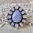thumbnail image 4 of Handcrafted Blue Agate And Moonstone Statement Ring. made In 925 Sterling Silver. Boho Ring, Two Stone Ring, Boho Jewelry, Gift For Her,...., 4 of 4