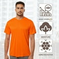 thumbnail image 4 of High Visibility Short Sleeve Workwear Tee, 100% Polyester Hi Vis Reflective Performance T-Shirts for Men (Neon Safety Orange 9 Pack, XS), 4 of 7