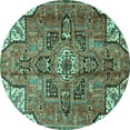 thumbnail image 1 of Ahgly Company Indoor Round Persian Turquoise Blue Traditional Area Rugs, 7' Round, 1 of 4