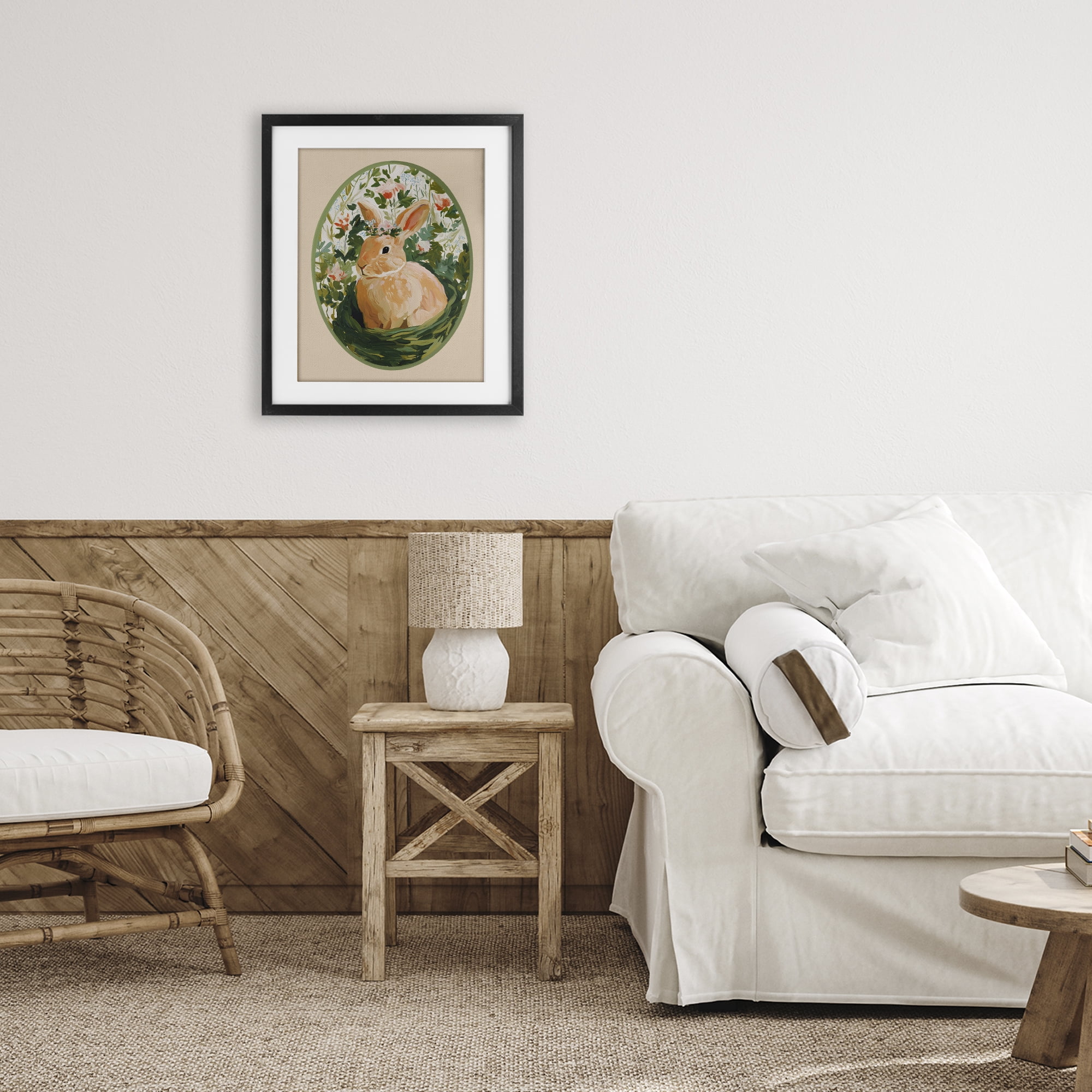 Stupell Industries Bloom Nest Bunny Black Framed Print Under Glass, design by Yen