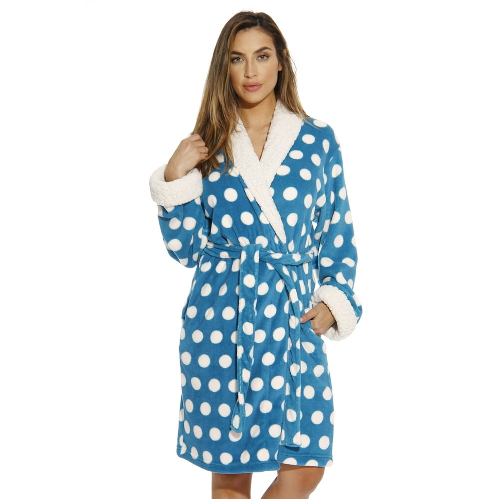 Just Love Polka Dot Kimono Robe / Bath Robes for Women (Turquoise, X