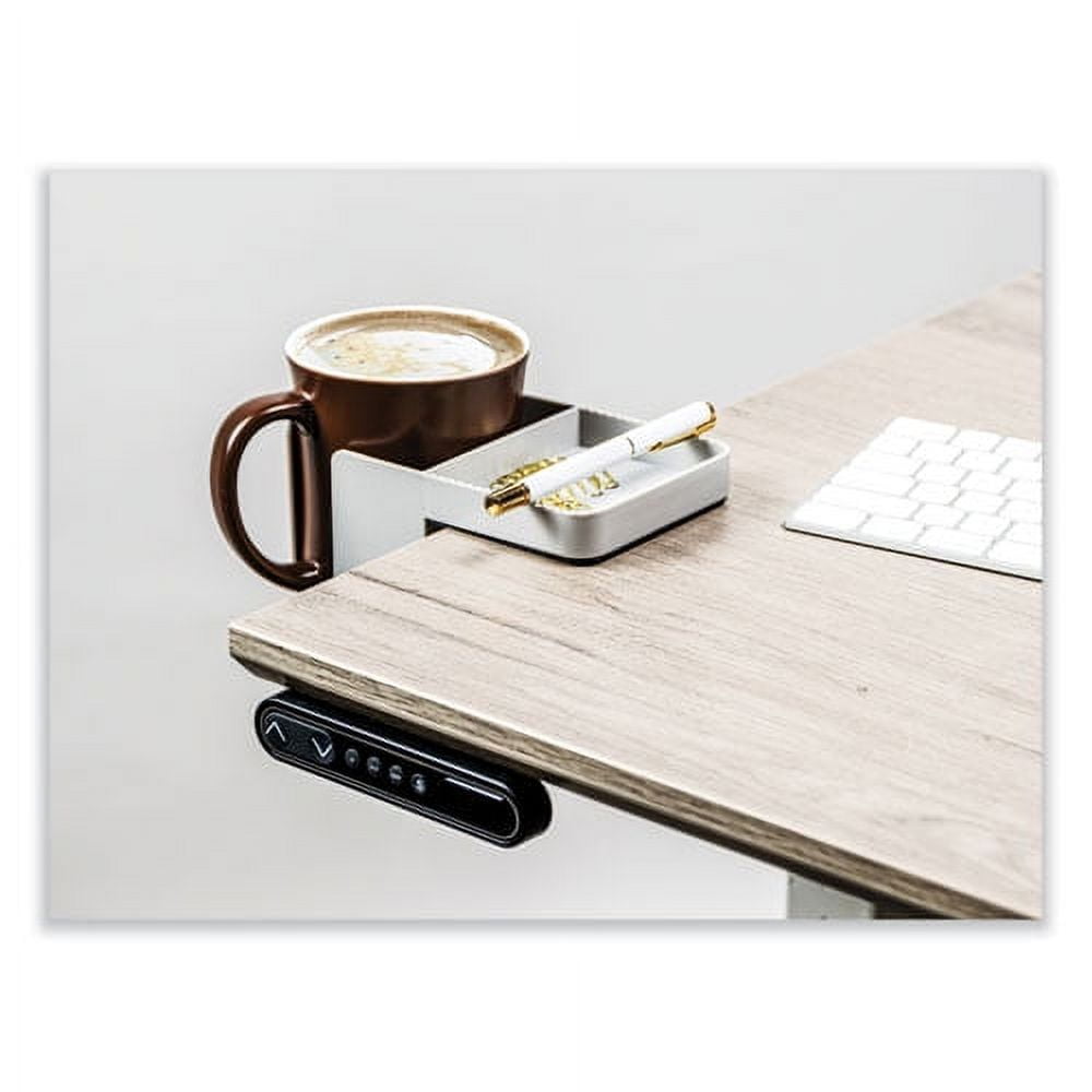 Standing Desk Cup Holder Organizer, Two Sections, 3.94 x 7.04 x 3.54, Gray | Bundle of 10 Each