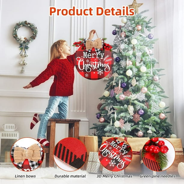 2x morceaux de cintres de Noël en bois/assiettes de décoration à suspendre  Joyeux Noël