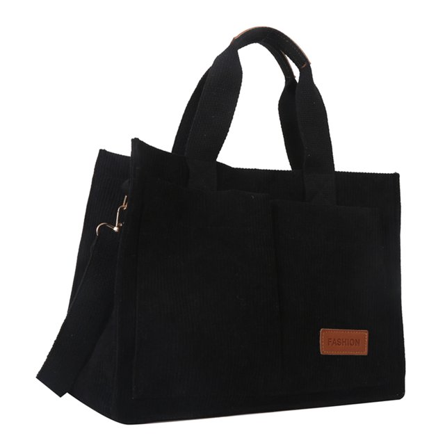 Bolso de hombro de pana para mujer, bandolera casual para mujer, simple para el trabajo (negro) Tmvgtek Para Estrenar