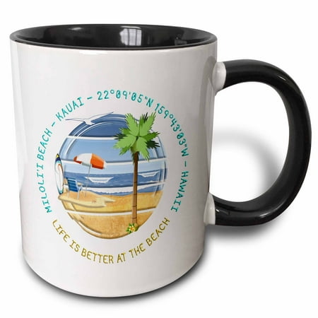 3drose American Beaches - Milolii Beach Kauai Hawaii Stylish Summer Gift 15oz Two-tone Black Mug
