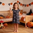 thumbnail image 2 of Leey-World Halloween Toddler Pajamas Girls Cute Halloween Nightgown Dress Flutter Short Sleeves 2-10 Years Soft Casual Dress, 2 of 7