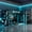 Blue, variant on Harper & Bright Designs L-Shaped Gaming Loft Bed with Desks, Double Twin Loft Beds with LED Lights, USB Ports, Storage Bookshelves, Wood Corner Loft Bed for 2, Green
