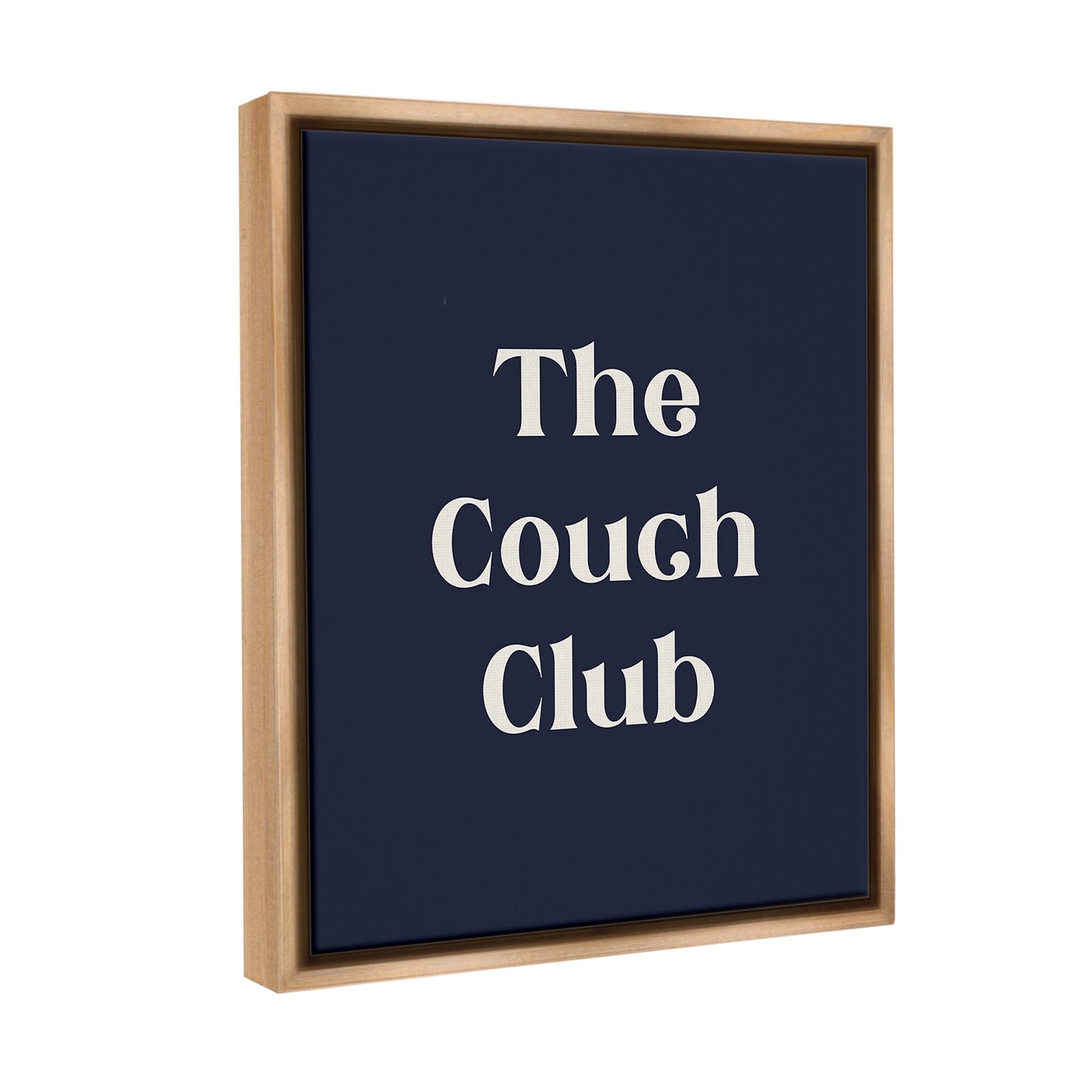 Stupell Industries Couch Club Phrase Typography Painting Brown Floater Framed Canvas Art Print Wall Art, 17 x 21