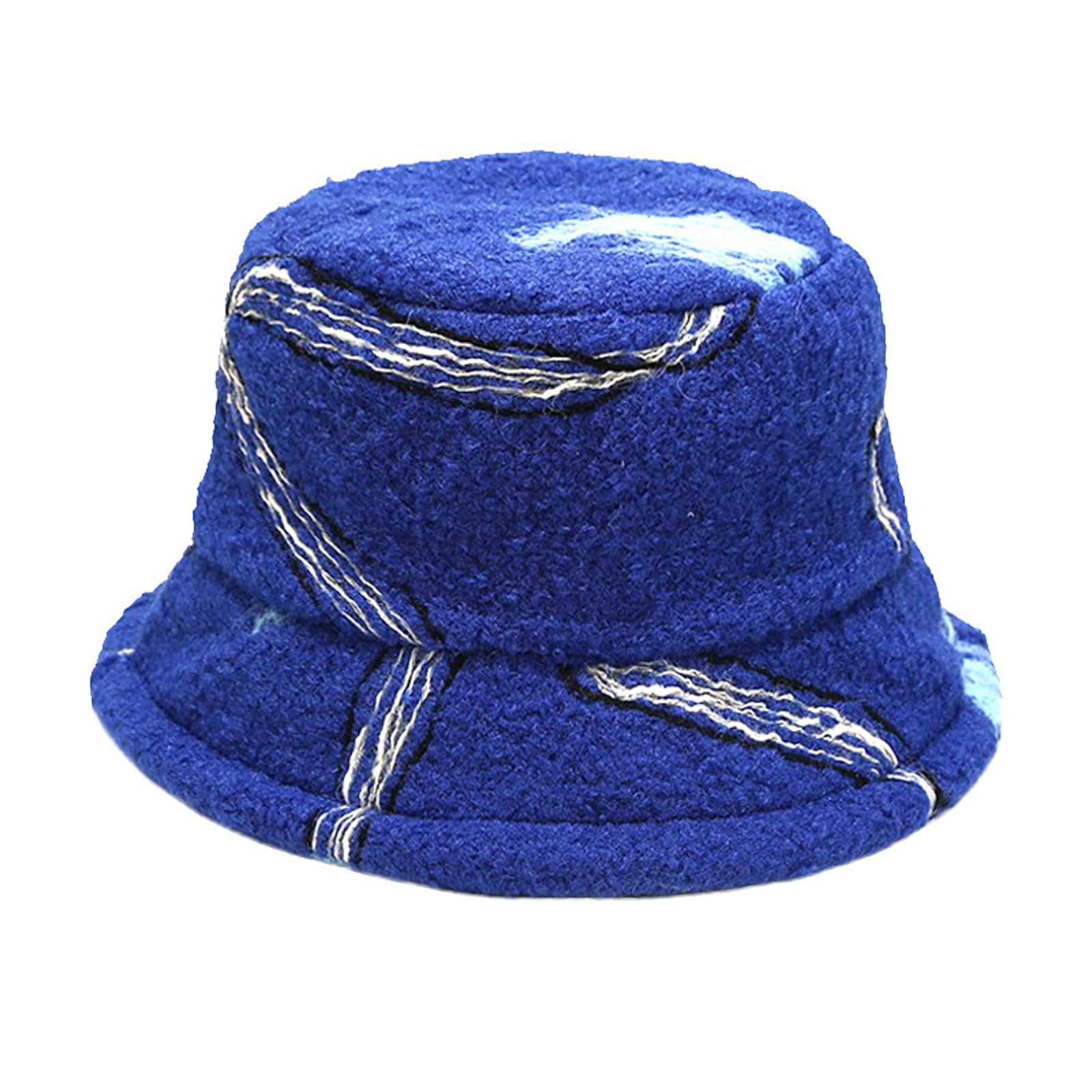 JDEFEG Hair Transplant Hat Woolen Fisherman Hat Men's and Womens Fashion  All Basin Hat Striped Thickened Warm Hat Market Basket Hat Blue -  