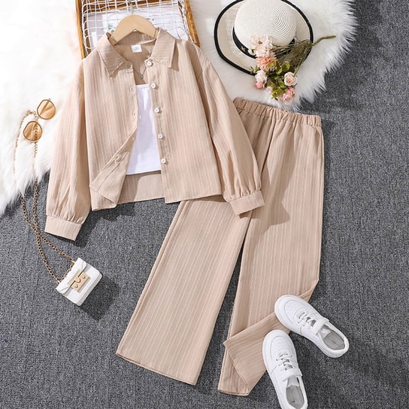 SONGGE Toddler Outfit Sets Solid Color Lapel Children Casual Comfortable Long Sleeved Tops Pants Set Back To School Cute Clothing Sets