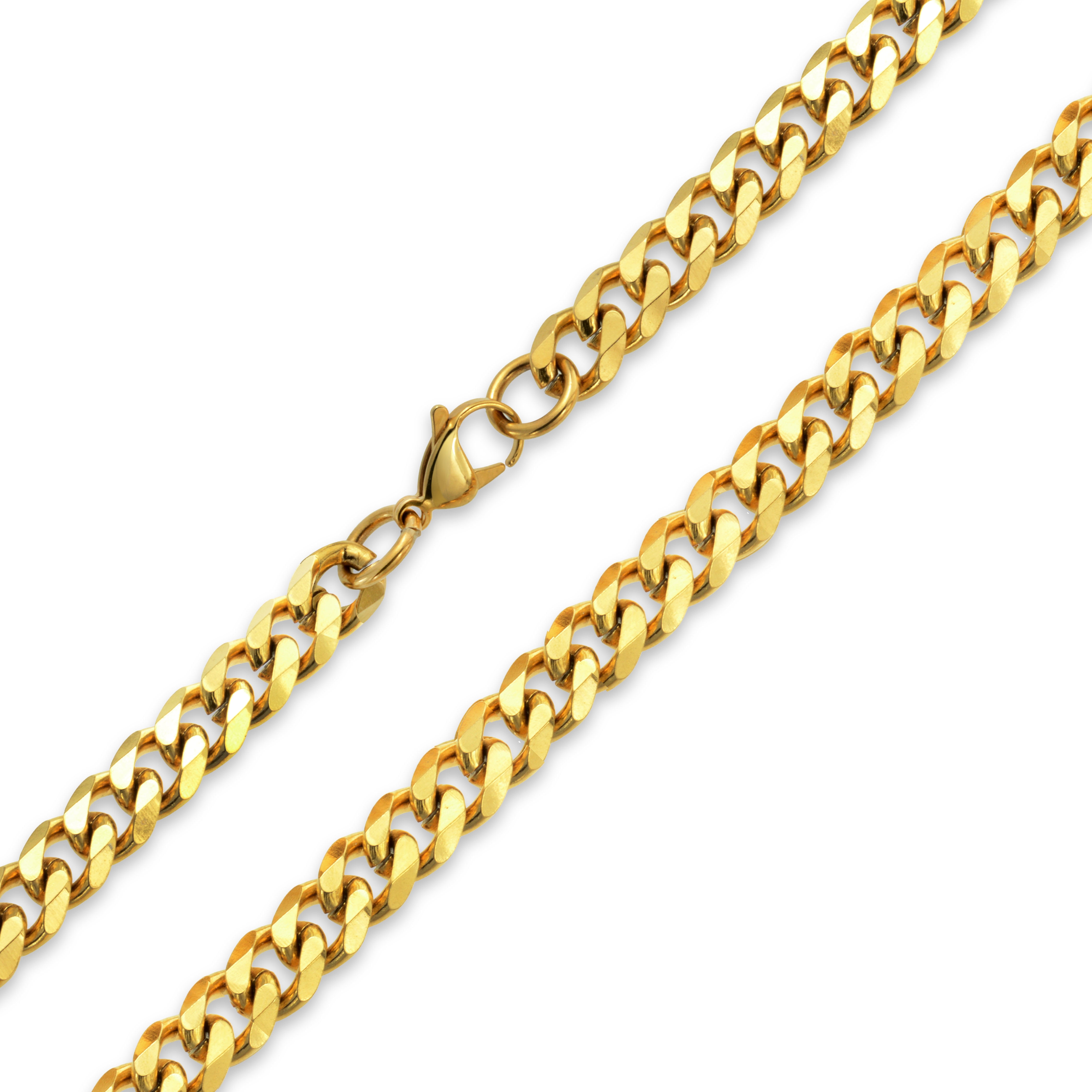 24"Men Stainless Steel 10mm Gold Miami Cuban Curb Chain Necklace Bracelet Set