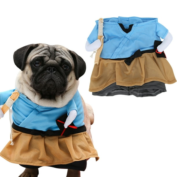 Disfraz de samurái de poliéster divertido para mascota, disfraz de Halloween, ropa de cosplay para perro y gato (L)