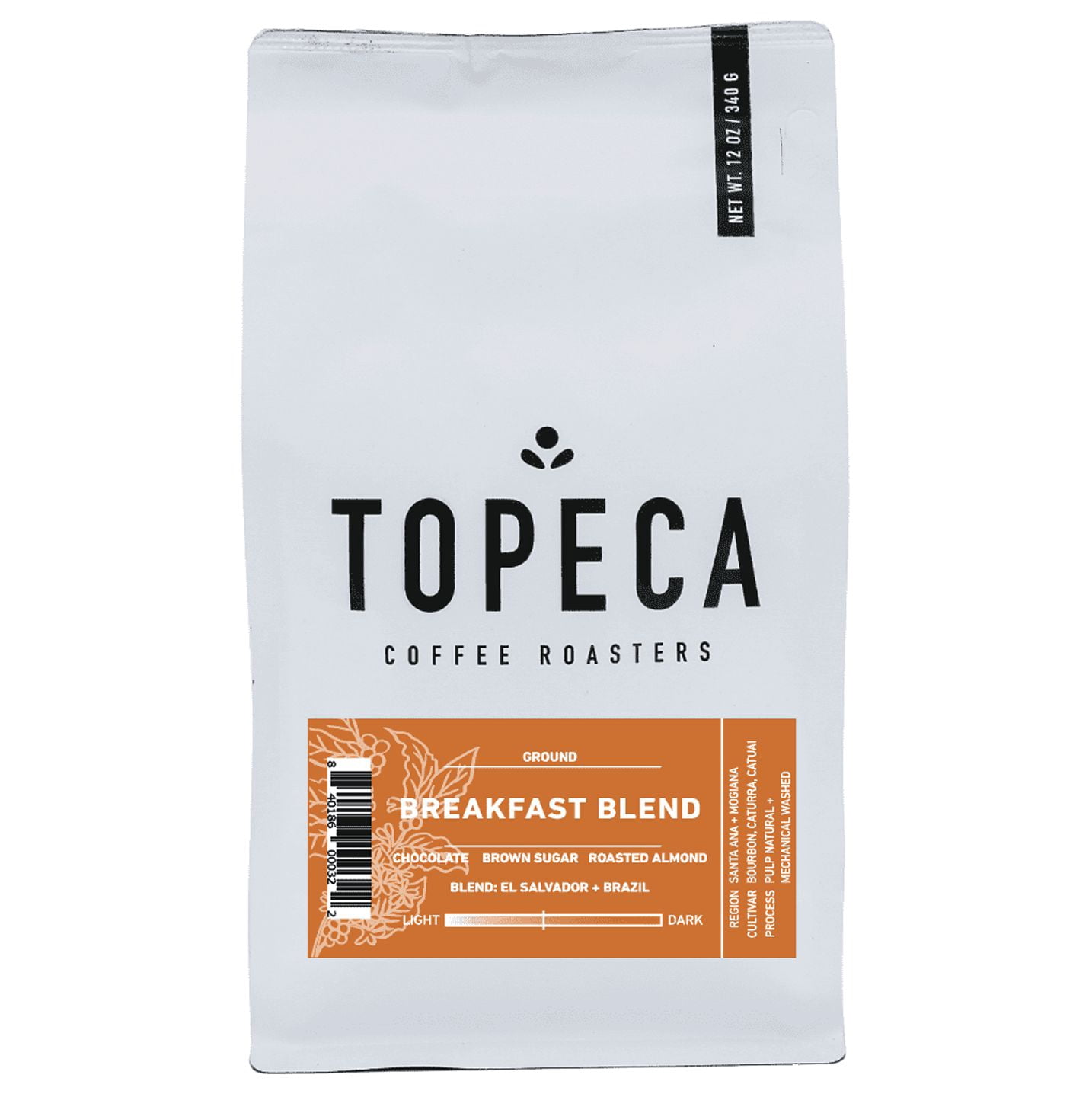 Local Topeca Coffee Breakfast Blend, Medium Roast Coffee, Whole Bean, 12 oz