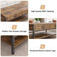 thumbnail image 4 of Mesa de centro rectangular de madera 104 cm - 2 cajones y estante - Diseño clásico con patas metálicas - Fácil montaje - Para salón, oficina o apartamento - Color clásico, 4 of 8
