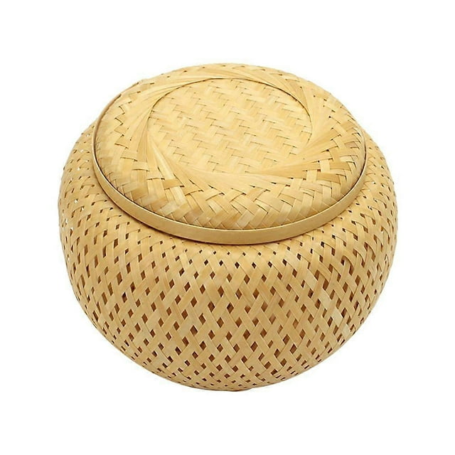 Tea Leaf Storage Jar Food Storage Container Bamboo Woven Basket Handmade Basket