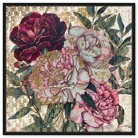Bouquet di Milano Canvas Glam Art Prints by Art Remedy, Black Frame, 12" x 12"