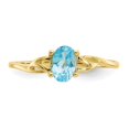 thumbnail image 2 of Auriga Fine Jewelry 10K Yellow Gold Polished Oval-shaped Genuine Blue Topaz Birthstone Ring for Women Size- 7, 2 of 6