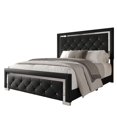 thumbnail image 4 of Home Design Toccoa Full Upholstered Panel Bed Frame with Diamond Button-Tufted Headboard and Silver Metal Accents, Black, Easy Assembly, 4 of 10
