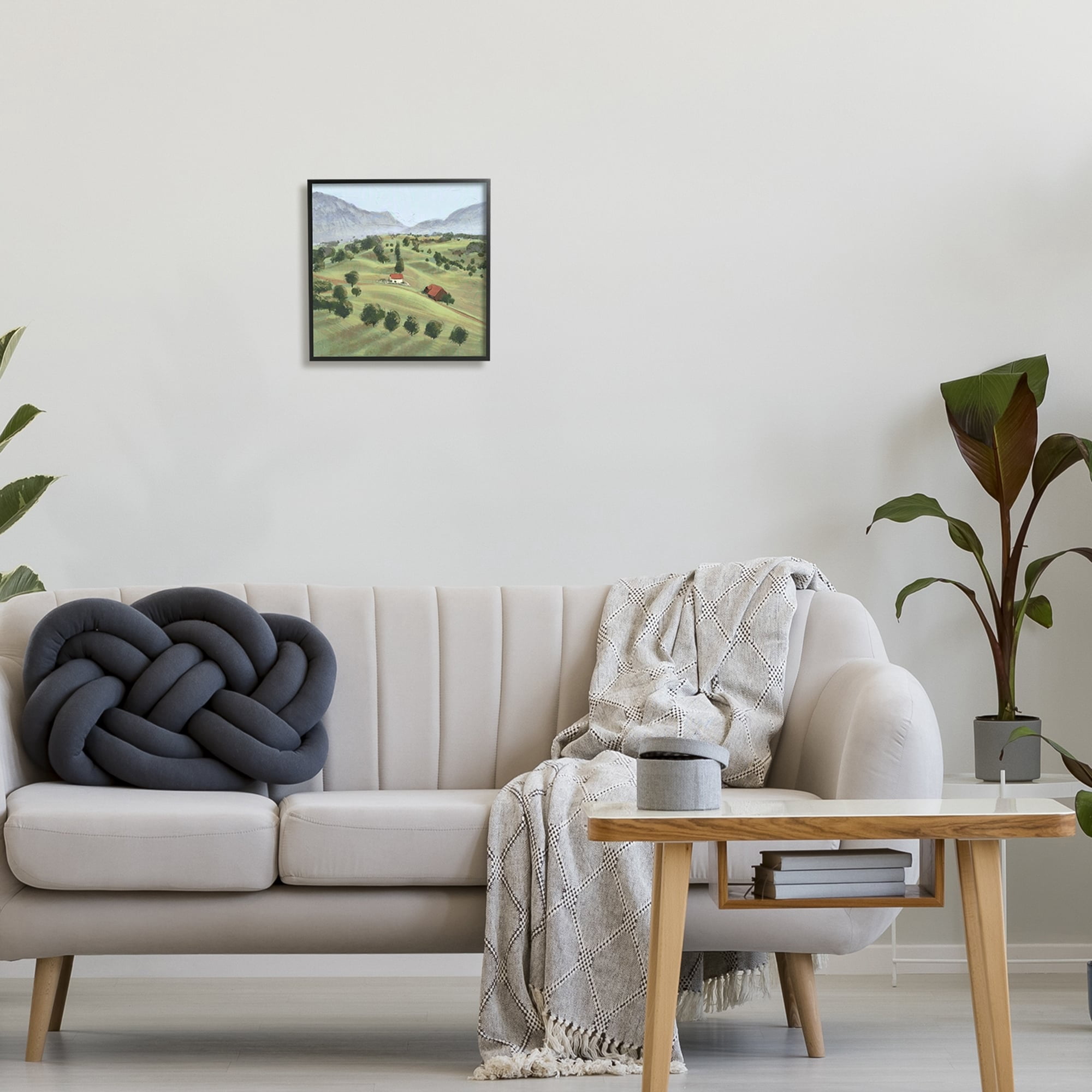 Stupell Industries Scenic Countryside Sloped Hills Distant Rural Cottages Painting Gray Framed Art Print Wall Art, Design by Ziwei Li