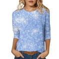 thumbnail image 4 of T Shirts for Women Sequin Top Long Sleeve Light Blue Sparkly Tops for Women Shiny Tops Glitzy Tops Festive Tops for Women, 4 of 4