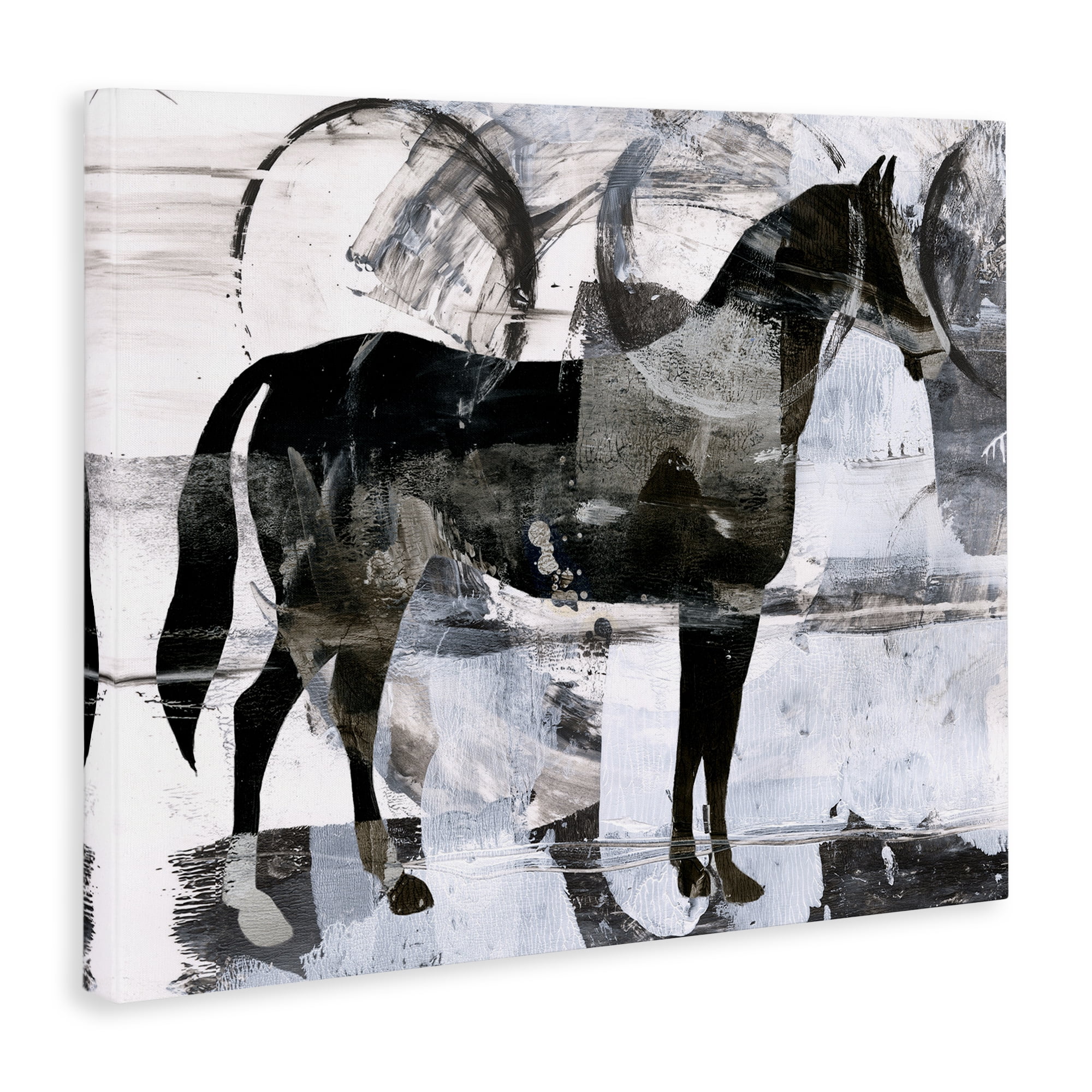 Stupell Industries Circle Pattern & Horse Animals & Insects Painting Gallery Wrapped Canvas Art Print Wall Art, 20 x 16