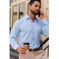 thumbnail image 4 of sogami Mens Dresses Shirt Formal Wrinkle Free Long Sleeve Blue Button Up shirt Casual, 4 of 8