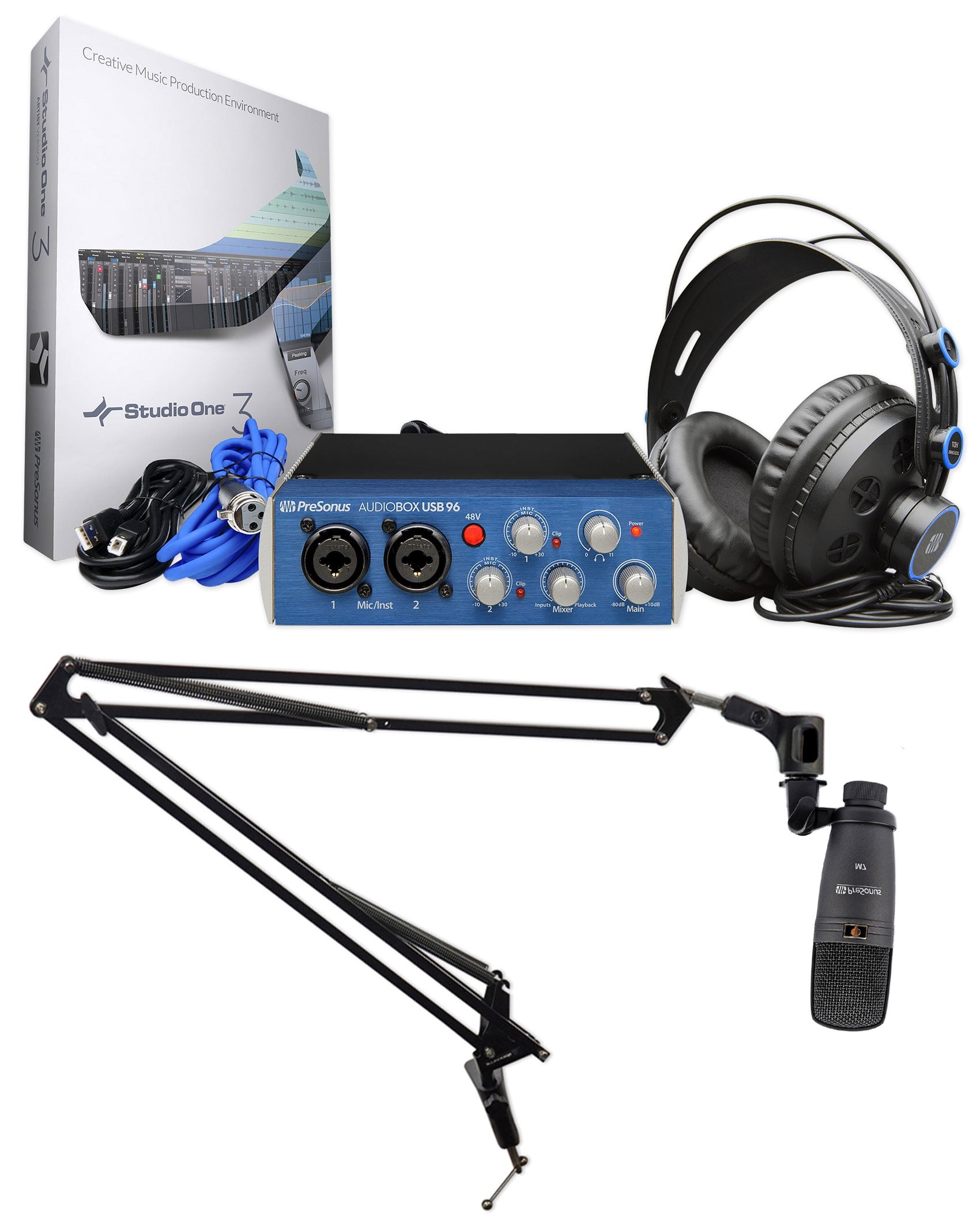 Presonus Audiobox 96 Studio Recording Interface+Headphones+Microphone+Desk  Stand - Walmart.com