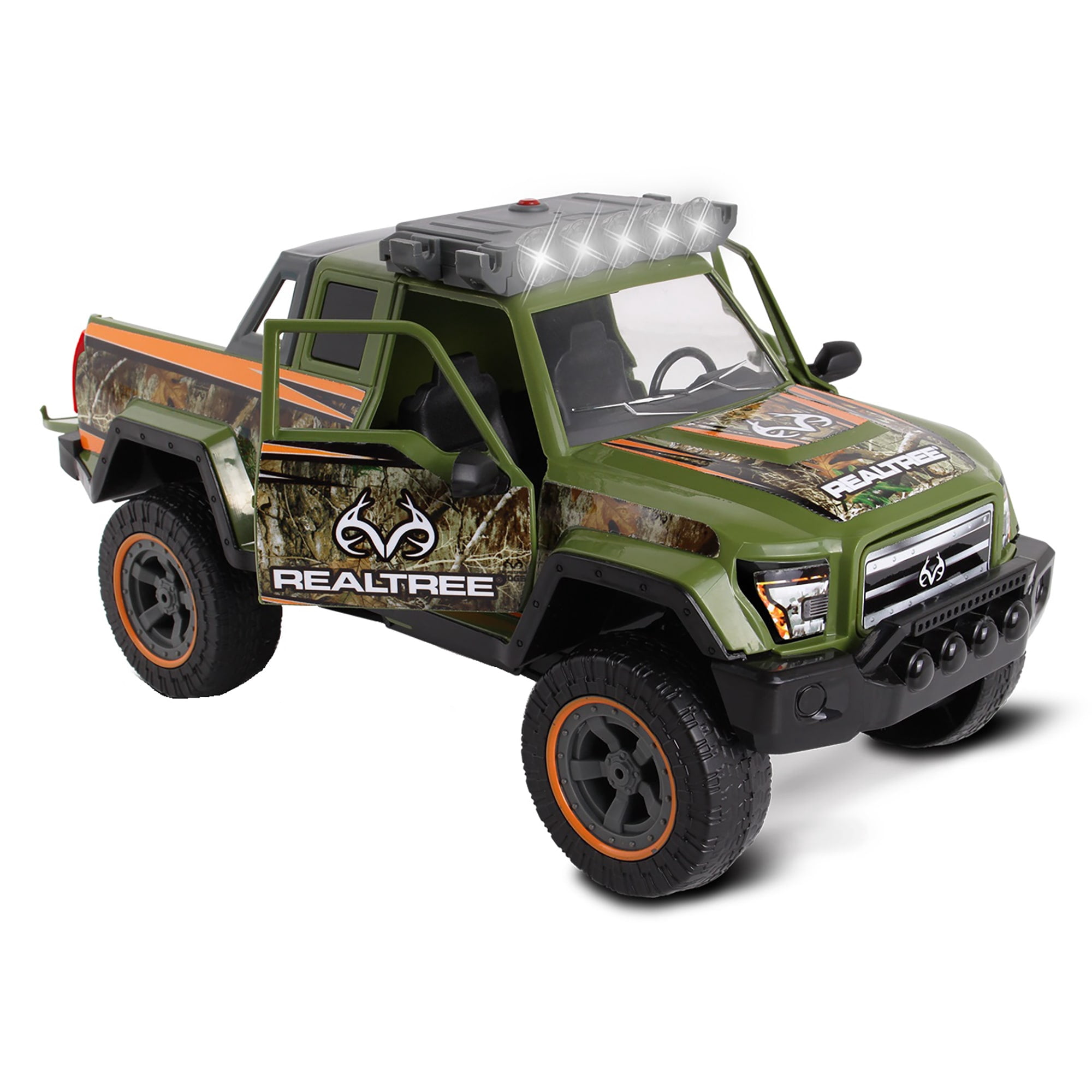 NKOK RealTree 1:18 Scale: Buck Hunting Playset - 4 Piece Friction Powered Lights & Sounds Truck Playset, RealTRee Edge Camouflage, Buck Hunting #21721,  Officially Licensed, For Kids Ages 3+