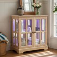 thumbnail image 3 of LED Accent Curio Cabinet with 7 Color Lights for Collectibles, 32" H Storage Cabinet with Tempered Glass Doors, Sideboard Buffet Case with Smartphone-Controlled Lights (Oak), 3 of 9