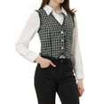 thumbnail image 4 of INSPIRE CHIC Plaid Waistcoat for Women's Fringe Trim Vintage 1950s Suit Vest XS Black, 4 of 6