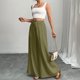 thumbnail image 2 of TaTaai Women's Solid Color High Waist Flare Wide Leg Pants Loose Skirt Pants Suit Trousers for Summer Beach Vacation Daily Casual Wear Gift, 2 of 8