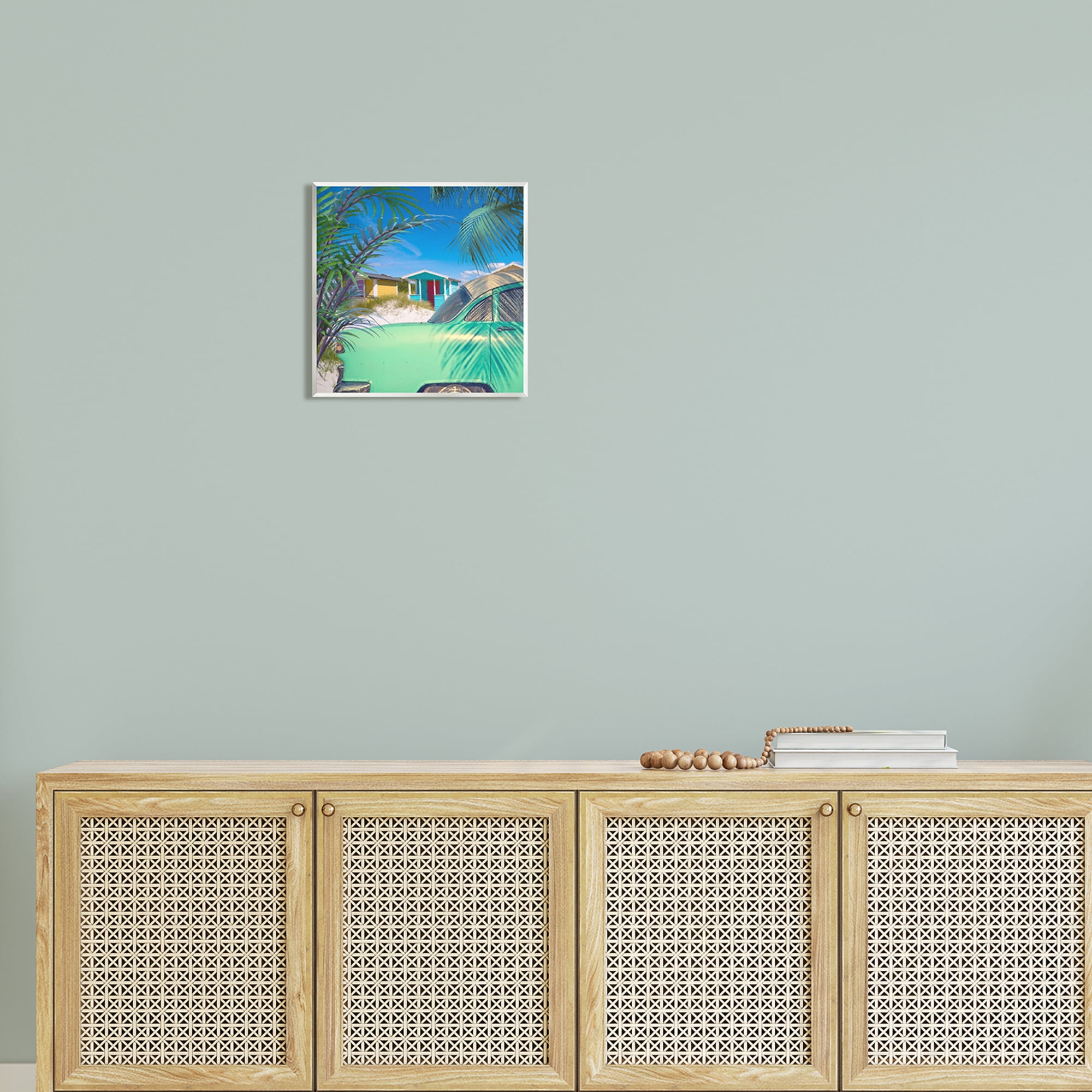 Stupell Vintage Car Coastal Vacation Cottages Landscape Photography Wall Plaque Unframed Art Print Wall Art