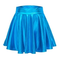 MIXUE Skirts For Women Summer Solid Color Pleated Casual Fashion A Line Mini Tennis Skirt Holiday Wear,Blue,S