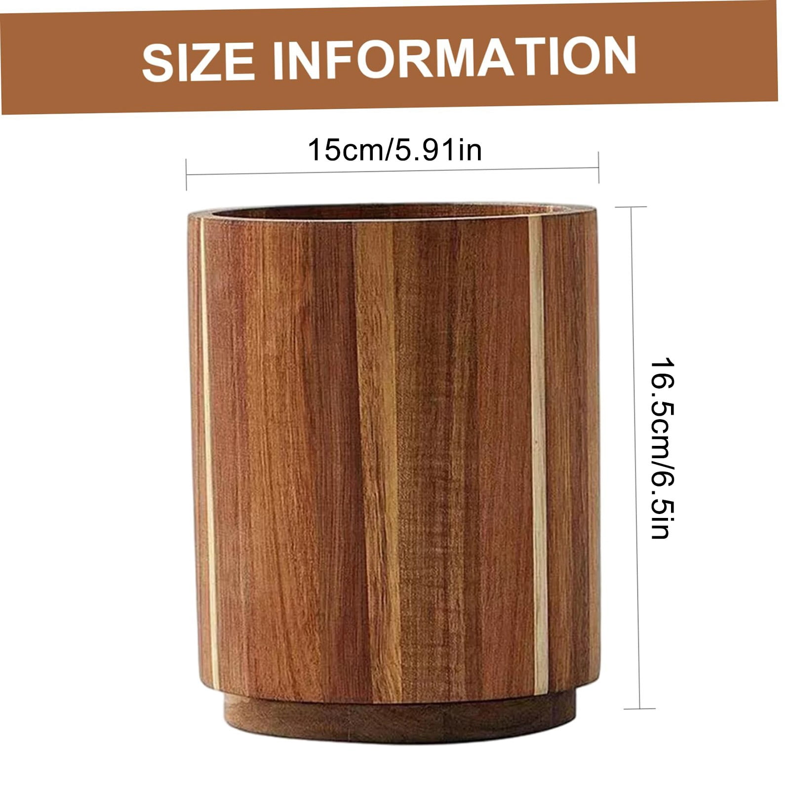 XKHHLH Acacia Wood Utensil Holder for Kitchen Counter, 360° Rotating Wooden Cooking Utensil Crock for Countertop, Farmhouse Kitchen Decor for Kitchen Counter Spoon Fork Cooking Tools Wooden
