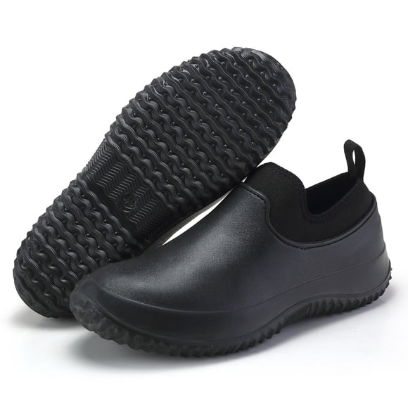 Mens Non Slip Food Service Chef Shoes EVA Waterproof Slip-On Garden Work Walking Shoes for Kitchen Restaurant