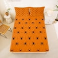 thumbnail image 5 of Homewish Simple Halloween Spider Bed Sheets,Tiny Bug Print Full Size Sheets,Orange Black,4 Pieces,1 Flat Sheet,1 Fitted Sheet and 2 Pillowcases, 5 of 6