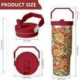 thumbnail image 4 of Paisley Vintage Bohemian Stainless Steel Tumbler with Handle, Lid and Straw, 30 oz Vacuum Insulated Travel Coffee Mug, Leak-Resistant Hot & Cold Cup for Travel, Commuting, Gifts for Women Men, 4 of 7
