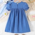 thumbnail image 4 of WOYY Girls 3D Flower A Line Dress Casual Ruffle Puff Sleeve Midi Play Dress,Blue,Sizes 2-8, 4 of 7
