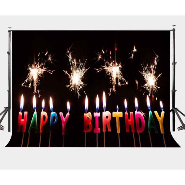 GreenDecor Polyster 7x5ft Birthday Backdrop Colorful Burning Candles