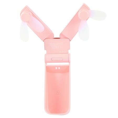 

zhuxiali Double-headed USB Fan Table Desktop Electric Fan USB Rechargeable Air Cooler Outdoor Travel Summer Mini Folding Cooling Fans (Pink)