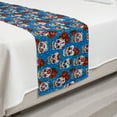 thumbnail image 2 of Sugar Skull Bed Runner, Pattern Skulls and Roses in Floral Mexican Style Ornaments Print, Decorative Accent Bedding Scarf for Hotels Homes and Guestrooms, Twin, Blue Red Ivory, by Ambesonne, 2 of 2