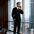 thumbnail image 2 of Cloudstyle Men's Slim Fit Double-Breasted Suit Set - 5-Pocket Jacket + 4-Pocket Trousers for Business Casual | Colorfast Office Wear, 2 of 15