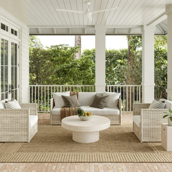 nuLOOM Asha Simple Striped Indoor/Outdoor Area Rug, 6' 7" x 9', Asha Light Brown