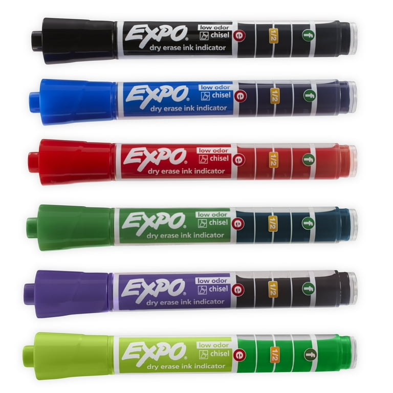 EXPO Dry Erase Markers with Ink Indicator, Chisel Tip, Assorted