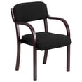 thumbnail image 2 of Mahogany Wood Side Chair with Arms and Black Fabric Seat, 2 of 9
