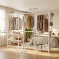 thumbnail image 4 of LEDREM Extendable Heavy-Duty Clothes Rack, Portable Garment Rack with Adjustable Mesh Shelves & Hanging Rails, Hooks, White, 4 of 7